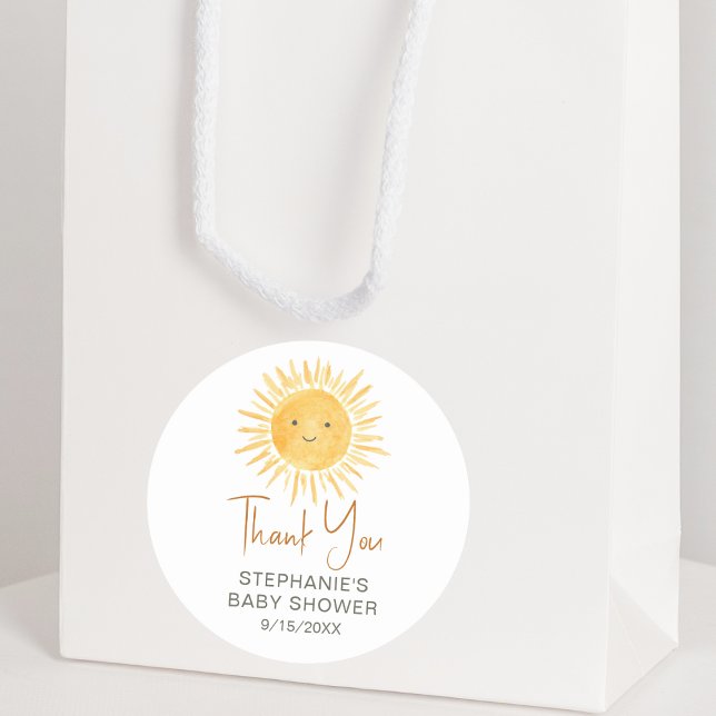  Ray Of Sunshine Baby Shower Thank You Classic Round Sticker (Creator Uploaded)