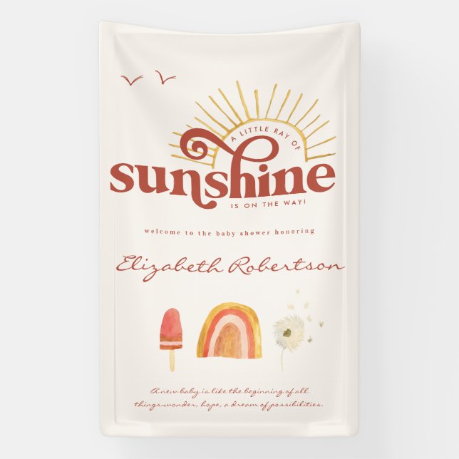 Ray of Sunshine | Boho Baby Shower  Banner (Vertical)