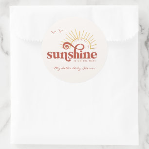 Ray of Sunshine Boho Baby Shower Classic Round Sticker