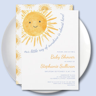 Ray of Sunshine Boy Baby Shower Invitation
