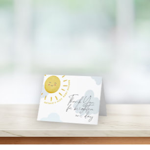 Ray of Sunshine Clouds Boyl Baby Shower Thank You Card