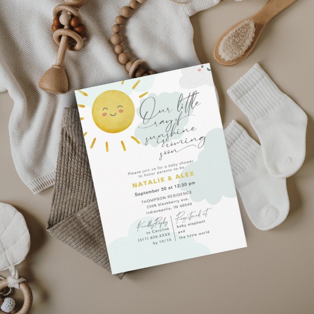 Ray of Sunshine Clouds Gender Neutral Baby Shower Invitation (Creator Uploaded)