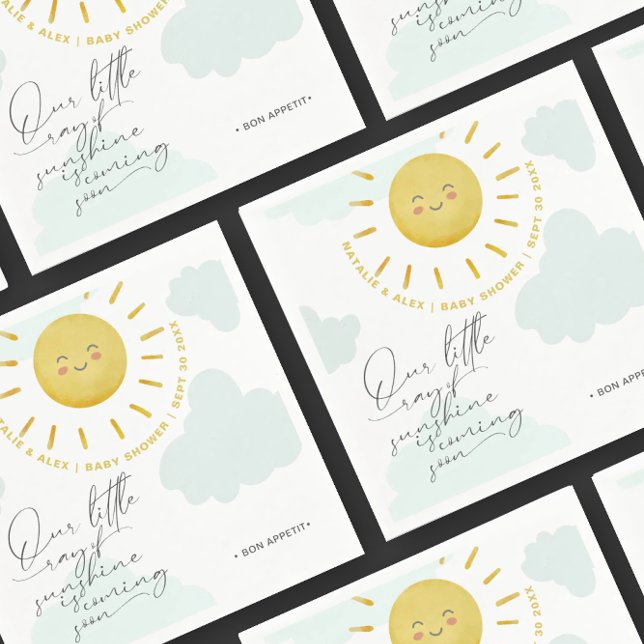 Ray of Sunshine Clouds Gender Neutral Baby Shower Napkin (Creator Uploaded)