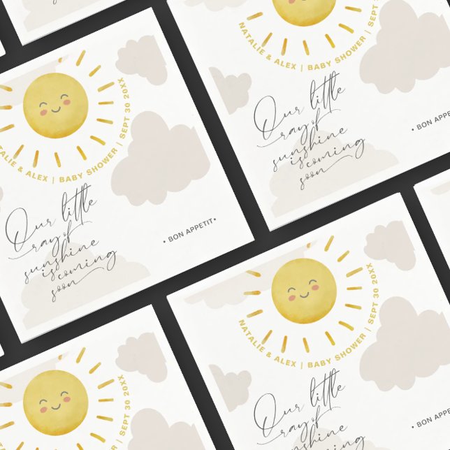 Ray of Sunshine Clouds Gender Neutral Baby Shower  Napkin (Creator Uploaded)