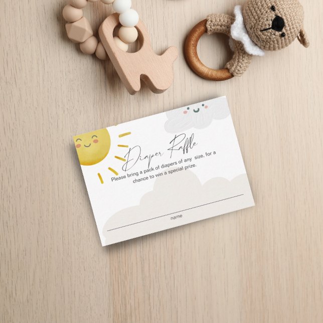 Ray of Sunshine Clouds Neutral Diaper Raffle Small Enclosure Card (Creator Uploaded)