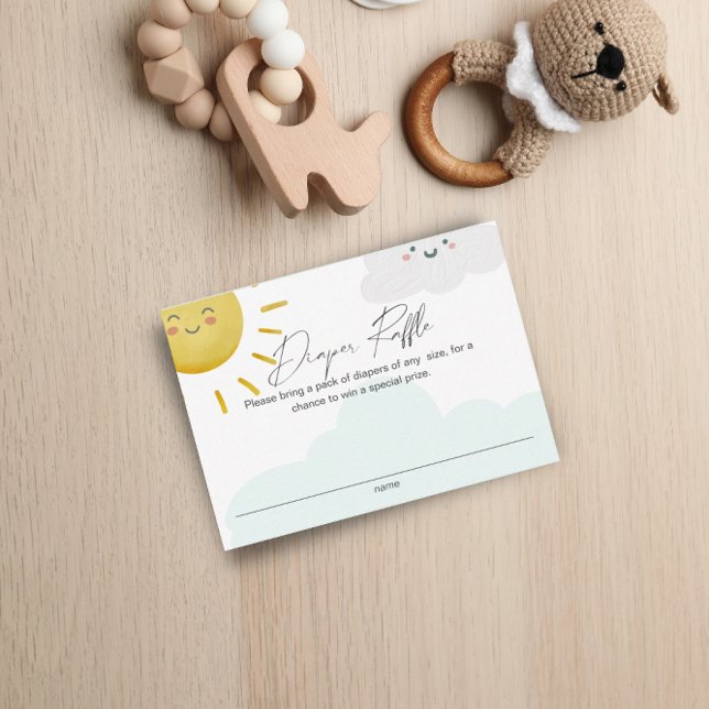 Ray of Sunshine Clouds Neutral Diaper Raffle Small Enclosure Card (Creator Uploaded)