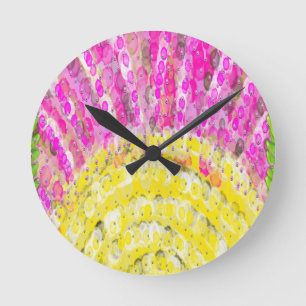 Ray Of Sunshine in Yellow and Fuchsia Round Clock