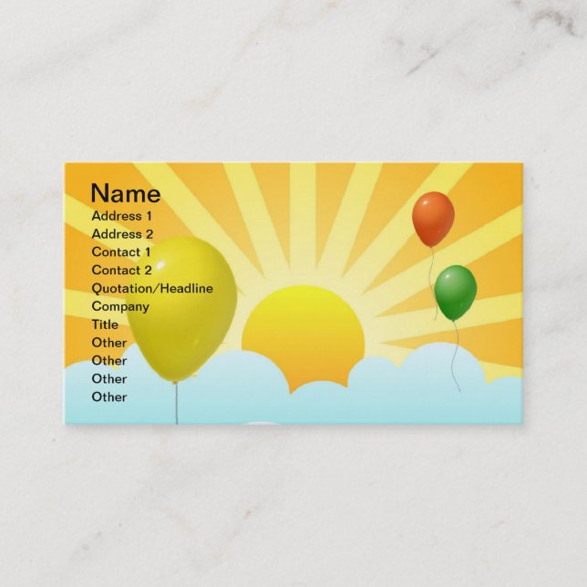 Ray of Sunshine Modern and Balloons Business Card (Front)