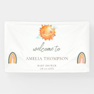 Ray Of Sunshine Rainbow Welcome Summer Baby Shower Banner