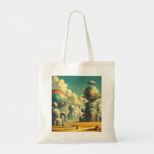 Raygun Gothic Wonderland - Vibrant Retro-Future Tote Bag