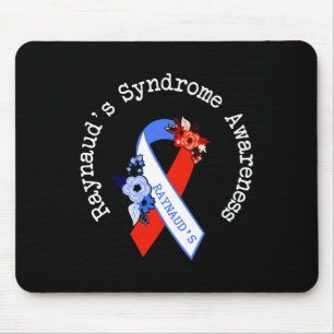 Raynaud's Syndrome Awareness Support Floral Red Bl Mouse Pad