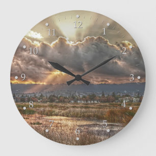 Rays at Sunset Large Clock