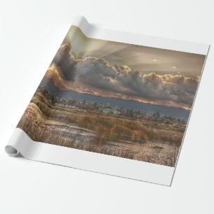 Rays at sunset wrapping paper