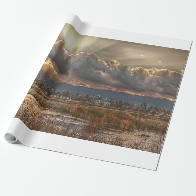 Rays at sunset wrapping paper (Unrolled)