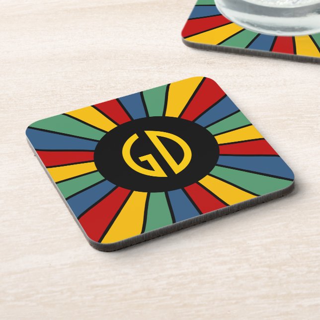 RAYS BUTTON I + your Photo, Text, Monogram Coaster (Left Side)