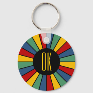 RAYS BUTTON I + your Photo, Text, Monogram Key Ring
