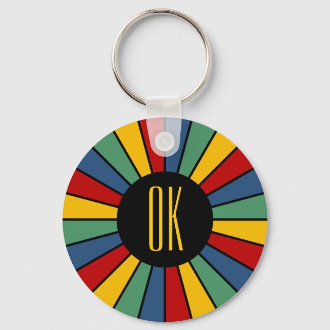 RAYS BUTTON I + your Photo, Text, Monogram Key Ring (Front)