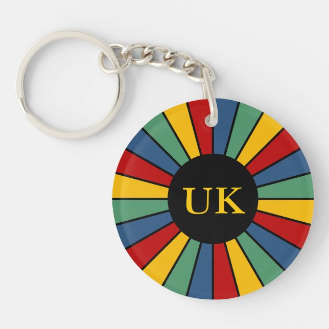 RAYS BUTTON I + your Photo, Text, Monogram Key Ring (Front)