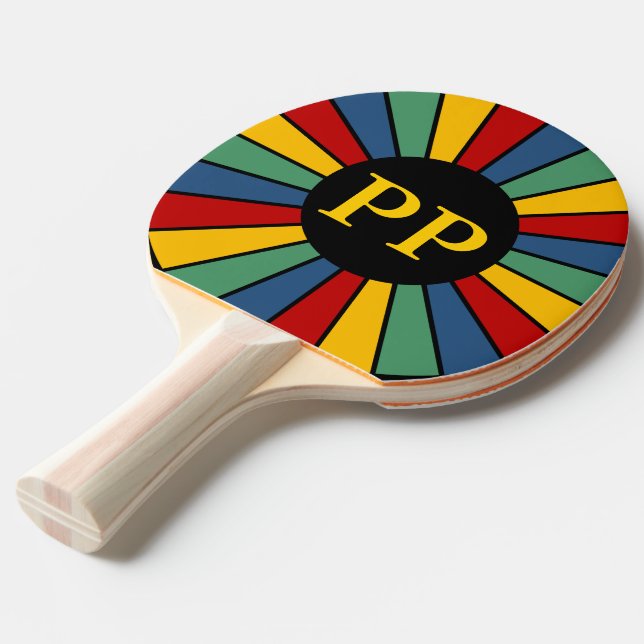 RAYS BUTTON I + your Photo, Text, Monogram Ping Pong Paddle (Front Angle)