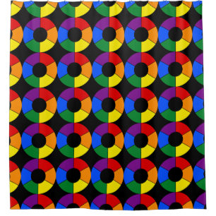 RAYS BUTTON Rainbow + your background & ideas Shower Curtain