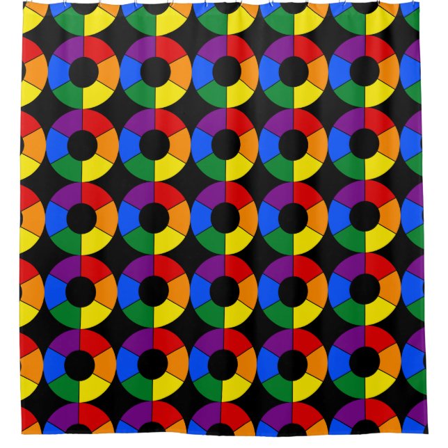 RAYS BUTTON Rainbow + your background & ideas Shower Curtain (Front)