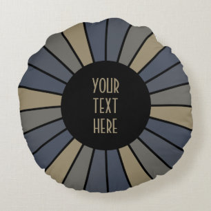 RAYS BUTTON XII + your Photo, Text, Monogram Round Cushion