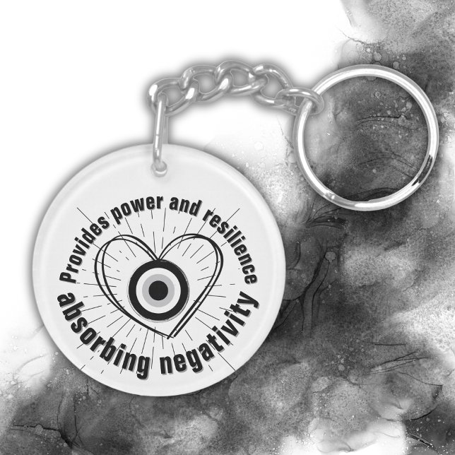 Rays, Heart , Black Evil Eye protection monogram | Key Ring (Creator Uploaded)