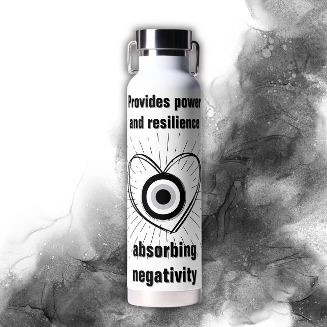 Rays, Heart , Black Evil Eye protection monogram | Water Bottle (Creator Uploaded)