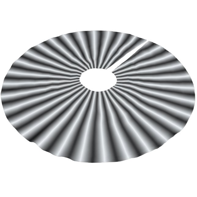 Rays in Black and White Brushed Polyester Tree Skirt (Angled)