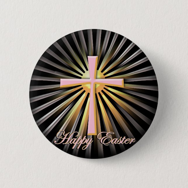 Rays of Light from the Religious Cross (On Black) 6 Cm Round Badge (Front)