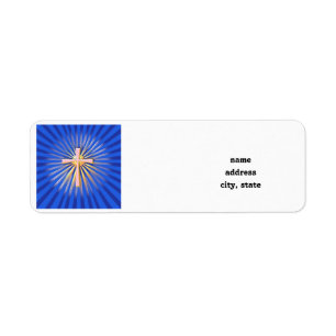 Rays of Light from the Religious Cross (On Blue) Return Address Label