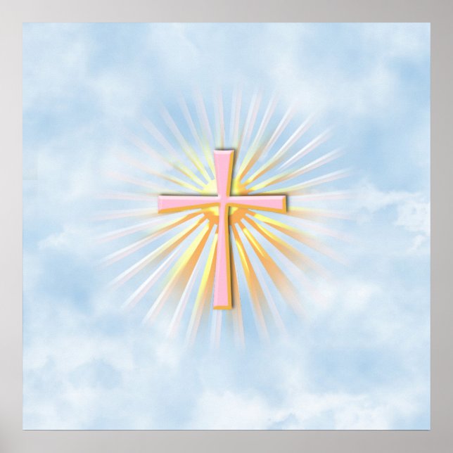 Rays of Light from the Religious Cross (W/Clouds) Poster (Front)