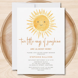 Rays of Sunshine Twins Baby Shower Invitation