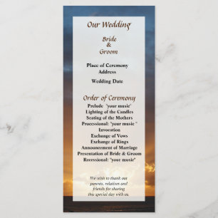 Rays of the Sun at Dawn Wedding Program