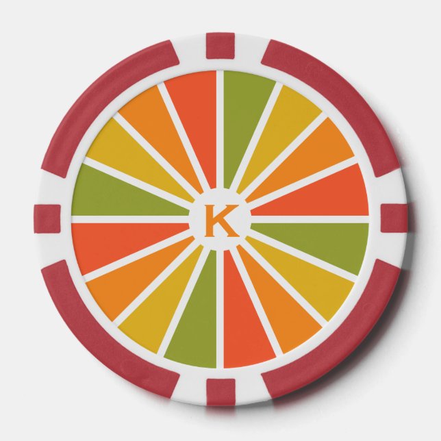 Rays Pattern custom monogram poker chips (Front)