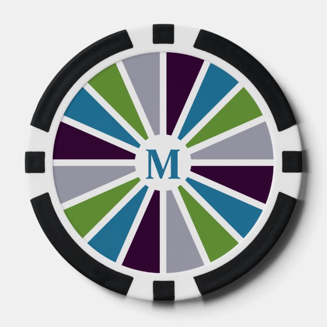Rays Pattern custom monogram poker chips (Front)