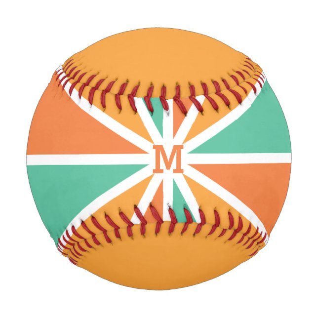 Rays Pattern custom monogram & text baseball (Front)