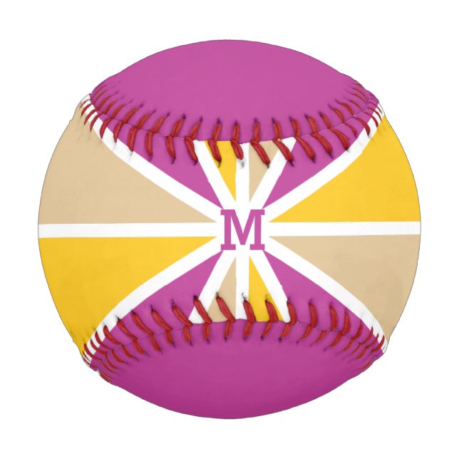 Rays Pattern custom monogram & text baseball (Front)