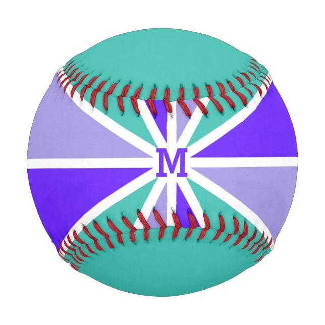 Rays Pattern custom monogram & text baseball (Front)