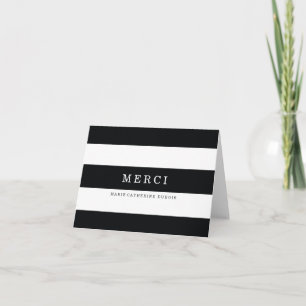 Rayures Noires Modernes Merci Cartes Thank You Card