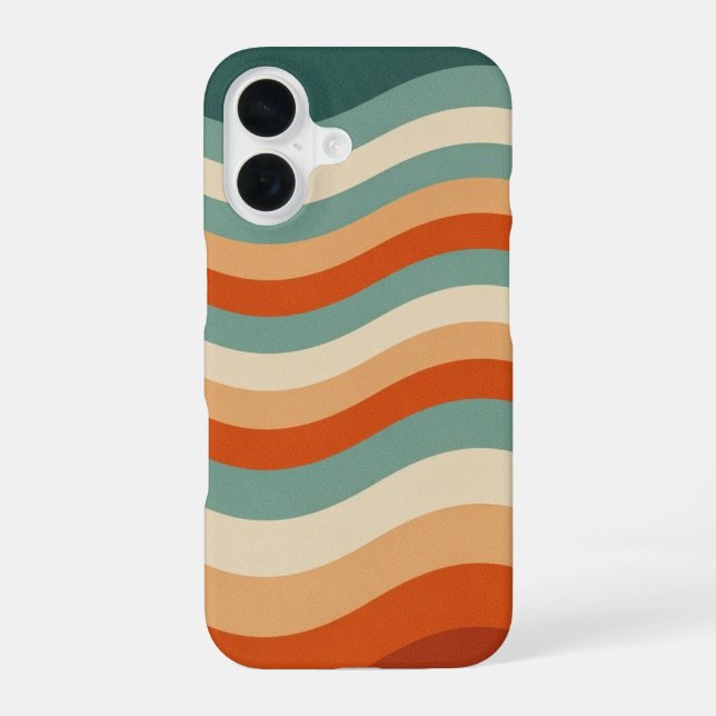 Rayures Rétro Ondulées Douces iPhone 16 Case (Back)
