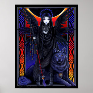 Rayvnwolf Magical Wolf Guardian Angel Poster