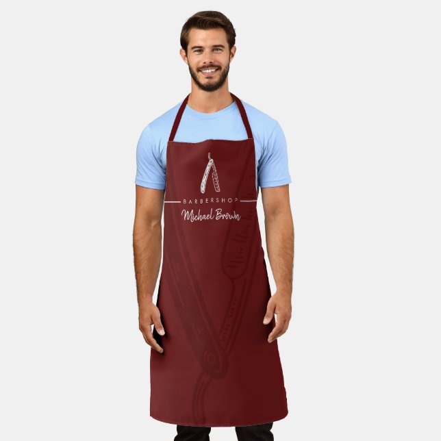Razor Barber Burgundy business Apron (Worn)