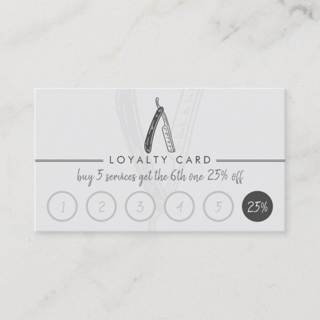 Razor Barber Coiffure Hairdresser Punches Loyalty Business Card (Front)