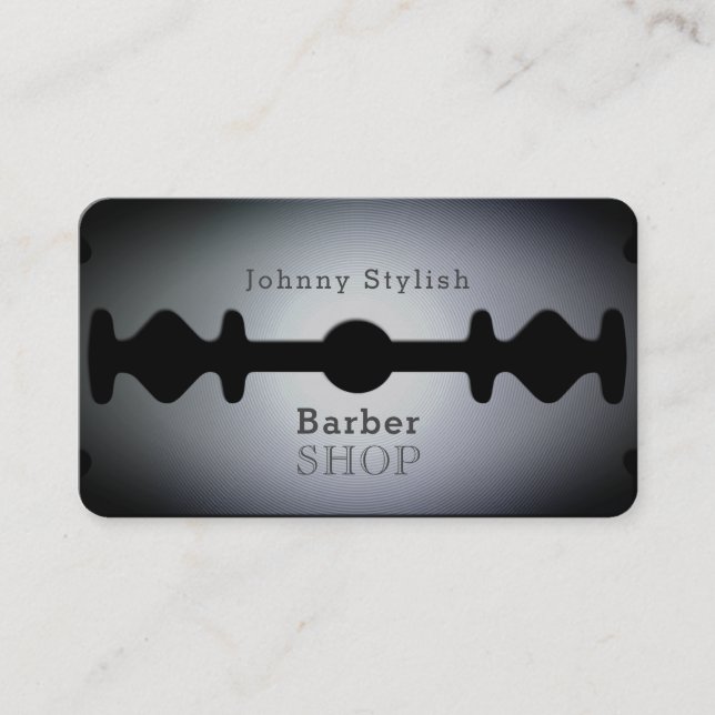 Razor blade barber shop inspired cover business card (Front)