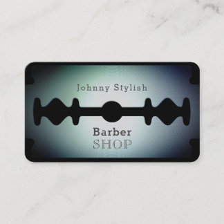 Razor blade barber shop shade blue business card