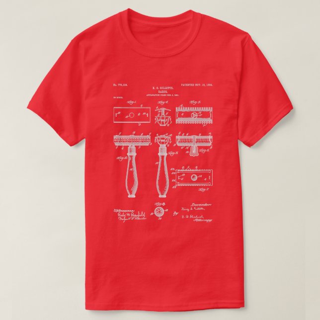 Razor Patent Barber Art Blueprint T-Shirt (Design Front)