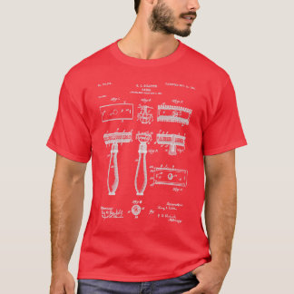 Razor Patent Barber Art Blueprint T-Shirt