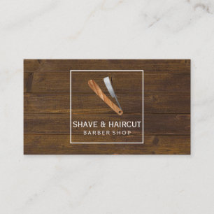 Razor Rustic Wood White Box Business Card