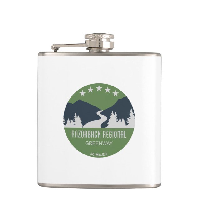Razorback Regional Greenway Hip Flask (Front)